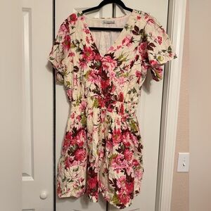 Abercrombie & Fitch Pink and Red Pleated Midi Sundress